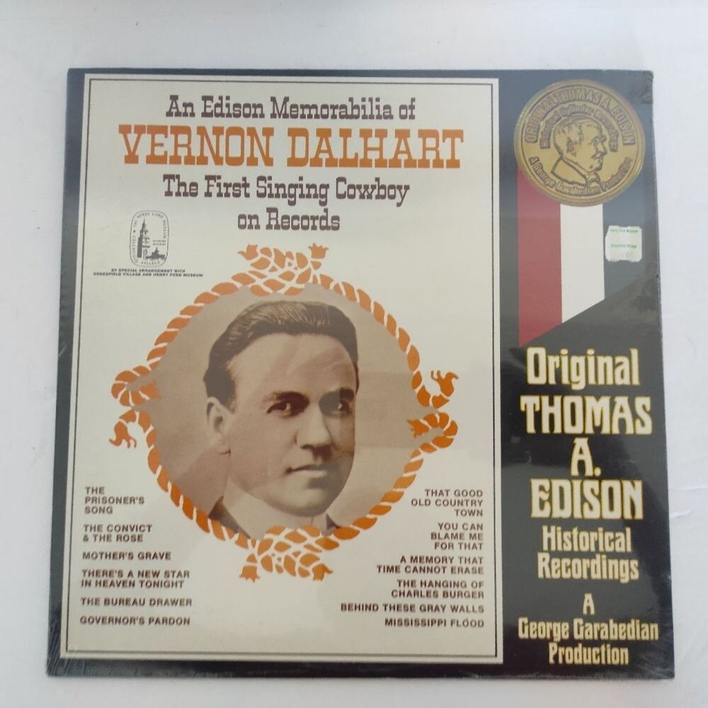 Edison Memorabilia of Vernon Dalhart,The First Singing Cowboy on Records,Sealed.
